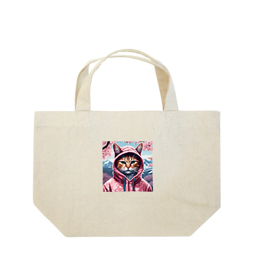 桜舞うなかオシャン猫 Lunch Tote Bag