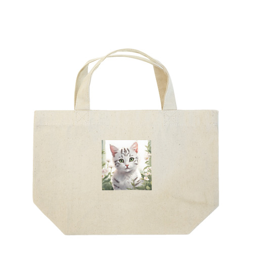 虎縞白猫02 Lunch Tote Bag