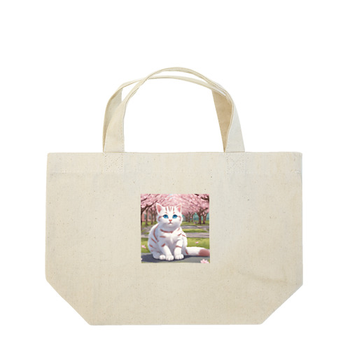 春と桜と虎縞白猫03 Lunch Tote Bag