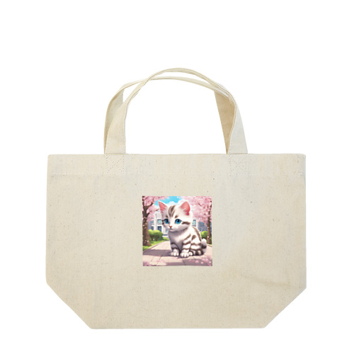 春と桜と虎縞白猫08 Lunch Tote Bag