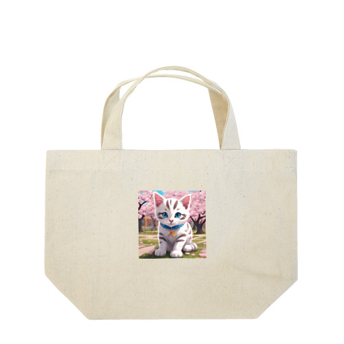 春と桜と虎縞白猫02 Lunch Tote Bag
