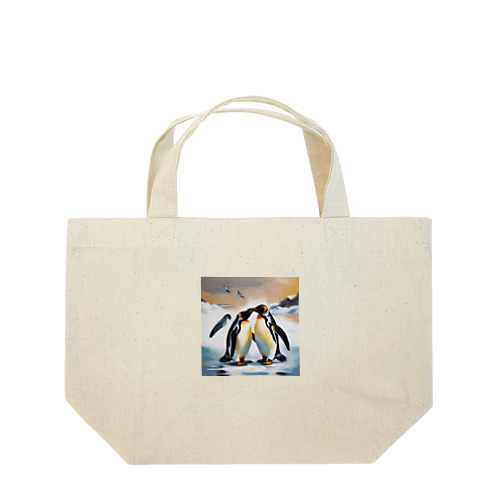 恋の相手に必死に求愛しているペンギン ランチトートバッグ
