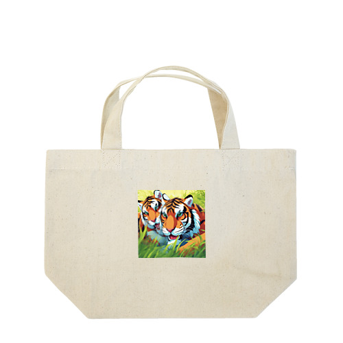 他の虎と遊んでいる虎 Lunch Tote Bag