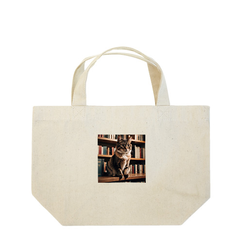 書斎にたたずむ猫 Lunch Tote Bag