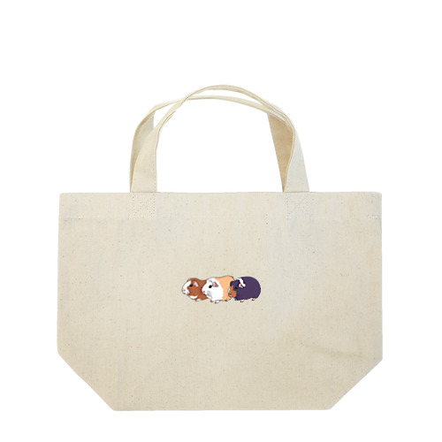3色の個性派モルモット Lunch Tote Bag