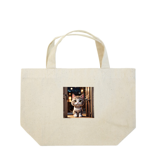 ドアを開ける猫ちゃん Lunch Tote Bag
