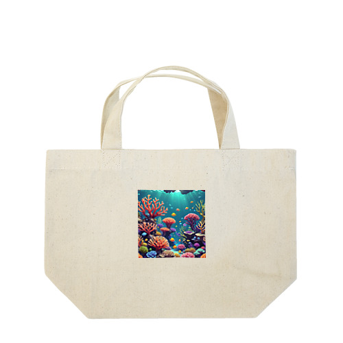 ローポリ風サンゴ ランチトートバッグ