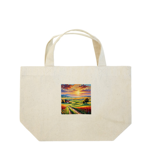 夕日に染まる田園風景 Lunch Tote Bag