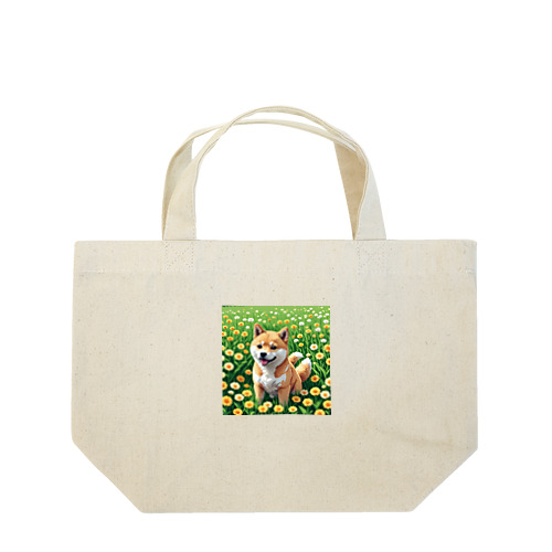 お花畑と柴犬 Lunch Tote Bag