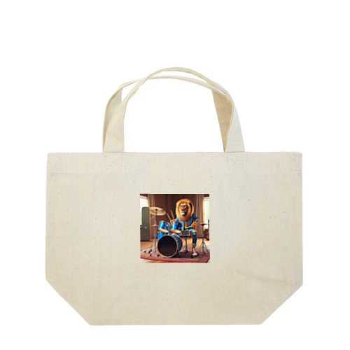 音楽スタジオでドラムを華麗にたたくライオン③ Lunch Tote Bag