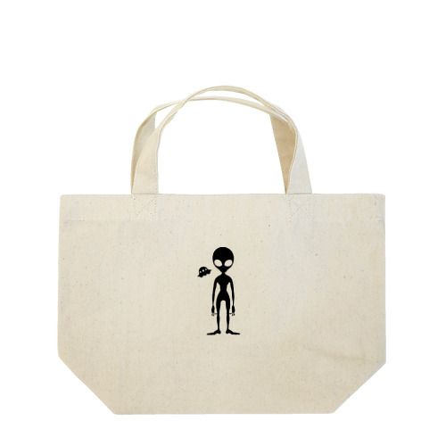 グレイタイプの宇宙人のシルエット Lunch Tote Bag