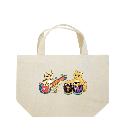 猫のシタールタブラ演奏 Lunch Tote Bag