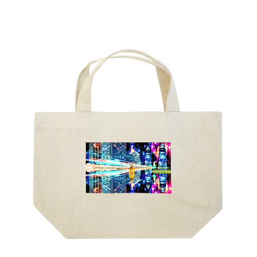 鏡面反射の光る深夜の大都会　Model「Vika_Glitter」 Lunch Tote Bag