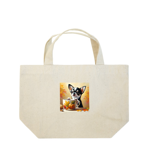 Autumn Curiosity: Chihuahua & Mug Magic 秋の好奇心: チワワとマグカップ ランチトートバッグ