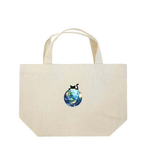 地球と黒猫 Lunch Tote Bag
