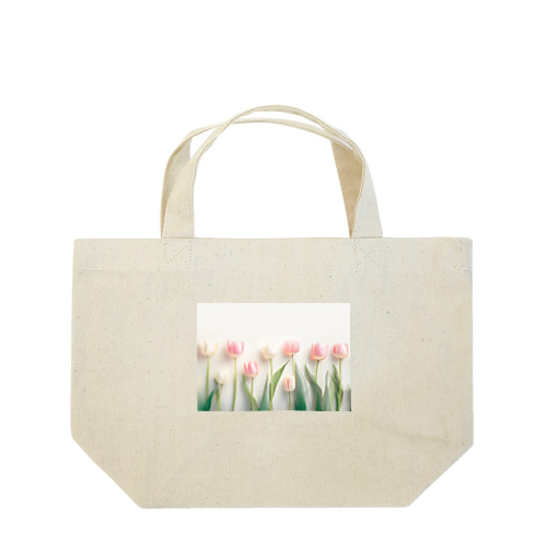 ピンクと白のチューリップ Lunch Tote Bag