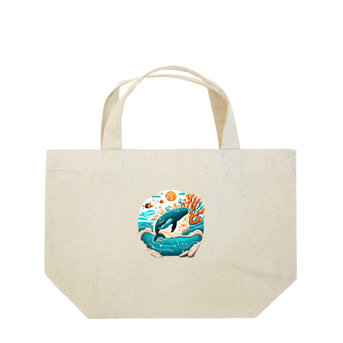 ダイナミックに飛ぶクジラちゃん Lunch Tote Bag