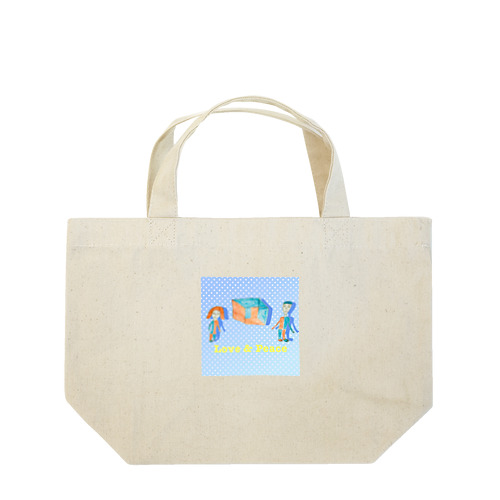 Love & Peace ブルードット Lunch Tote Bag