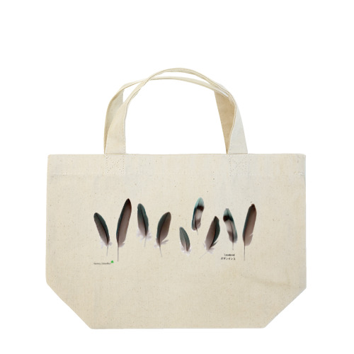 ブルーボタンインコの羽 Lunch Tote Bag