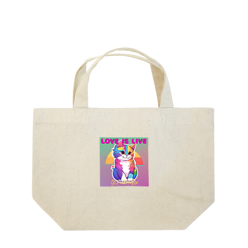 An LGBTQ cat Lunch Tote Bag