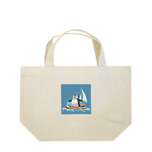 おもちゃのヨットでかわいいペンギンに出会おう Lunch Tote Bag