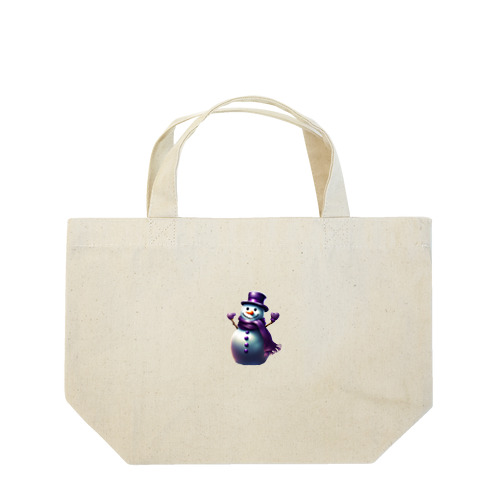 snowman with purple scarf Lunch Tote Bag