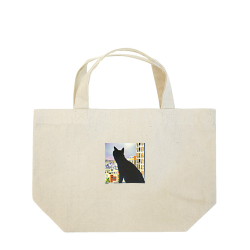 見つめる黒猫 Lunch Tote Bag