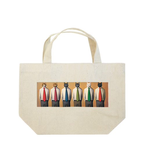 ネクタイを締める猫 Lunch Tote Bag