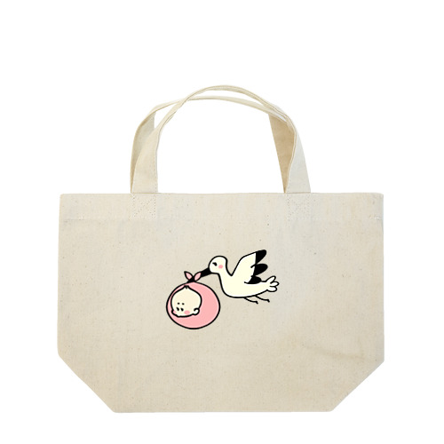 ベビーを運ぶコウノトリのイラスト Lunch Tote Bag