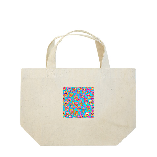 シュガースカルのかわいいカラフルなパターンのフィギュア Lunch Tote Bag