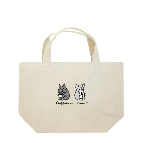 Coffee or Tea?(黒ブルとコーギー) Lunch Tote Bag