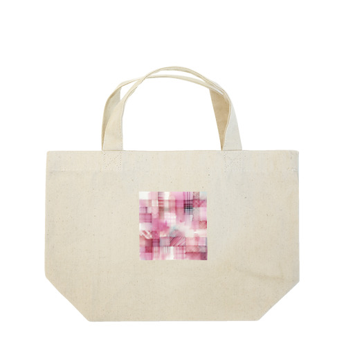 ピンクニュアンスチェック Lunch Tote Bag