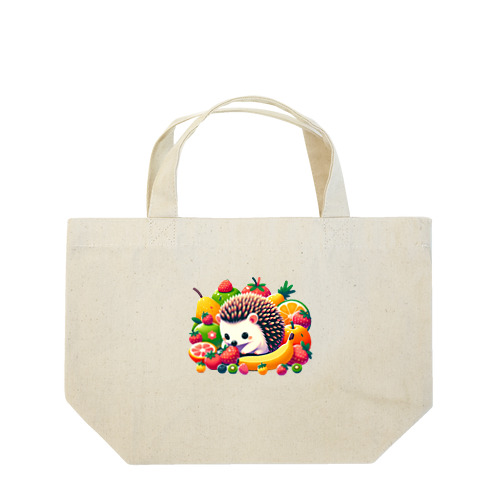 ハリネズミとたくさんの果物 Lunch Tote Bag