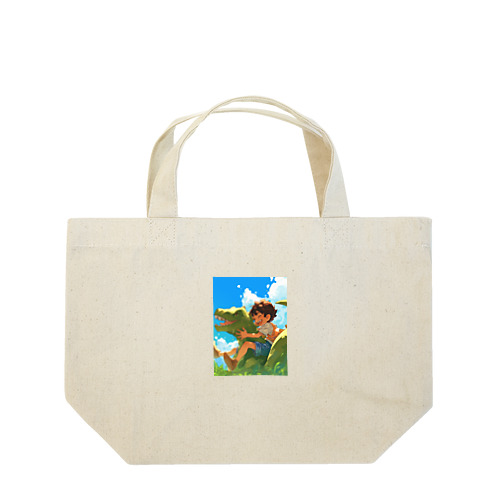 恐竜と少年が楽しく遊ぶ友情　なでしこ1478 Lunch Tote Bag