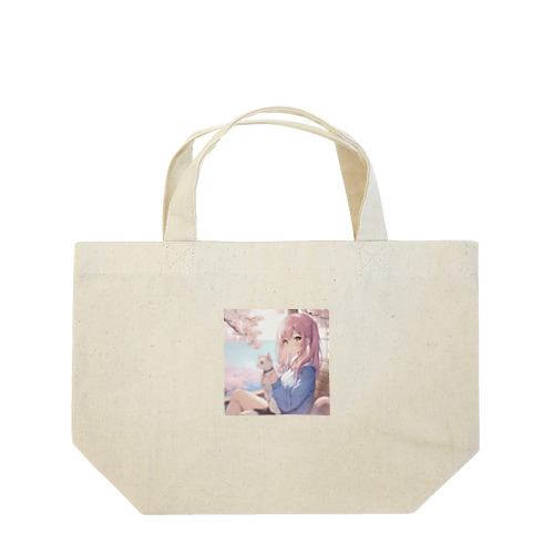 ネコと花見 Lunch Tote Bag