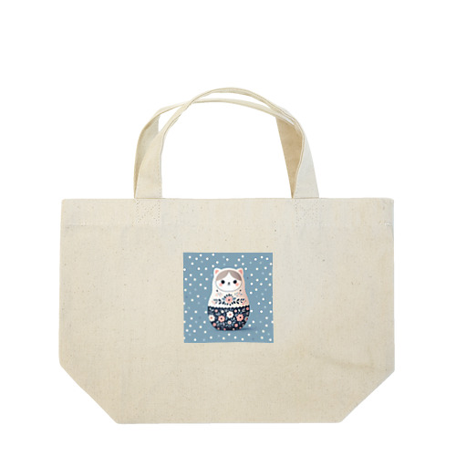 猫のマトリョーシカ（薄い紺色） Lunch Tote Bag