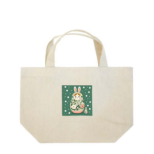 うさぎのマトリョーシカ（薄い深緑） Lunch Tote Bag
