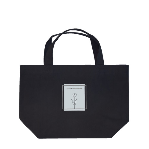 gray blue × 線画チューリップ Lunch Tote Bag