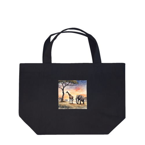 サバンナのとある日の風景　シリーズ　凸凹コンビ Lunch Tote Bag