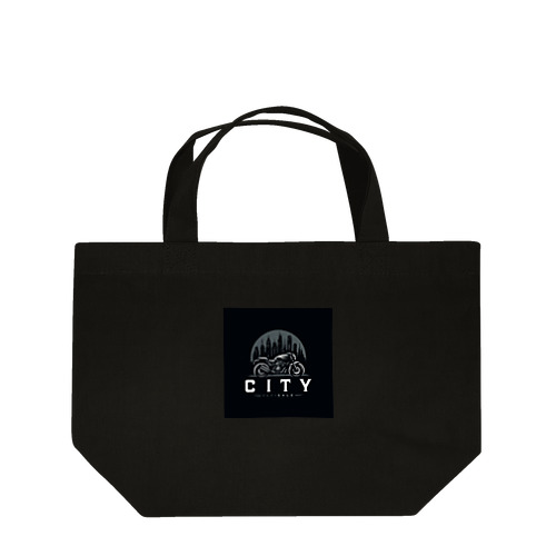 都市とバイクのダークロゴデザイン Lunch Tote Bag