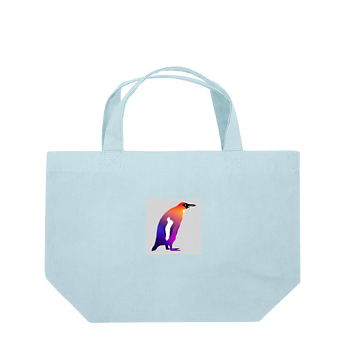 紫からオレンジのグラデーションのペンギン ランチトートバッグ