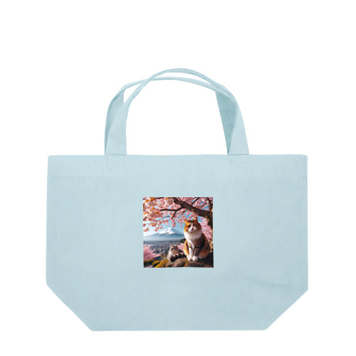 富士山と猫 Lunch Tote Bag