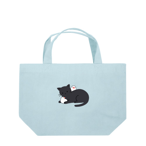 黒猫と白文鳥 Lunch Tote Bag