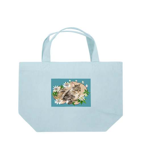 🌼花と猫😸　トケイソウ ランチトートバッグ