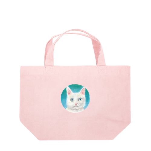 パールの首輪の白猫ちゃん　ミニパステル肖像画 Lunch Tote Bag