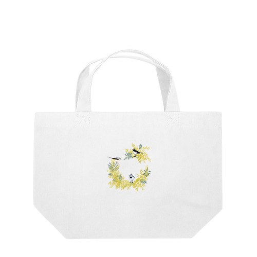 鶺鴒さんとミモザのリース（枝なし） Lunch Tote Bag