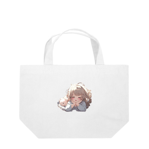 眠れない夜の可愛い少女 Lunch Tote Bag