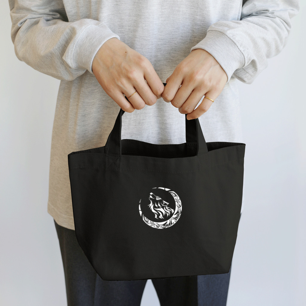 ラルゴのTribal Wolf(白) Lunch Tote Bag