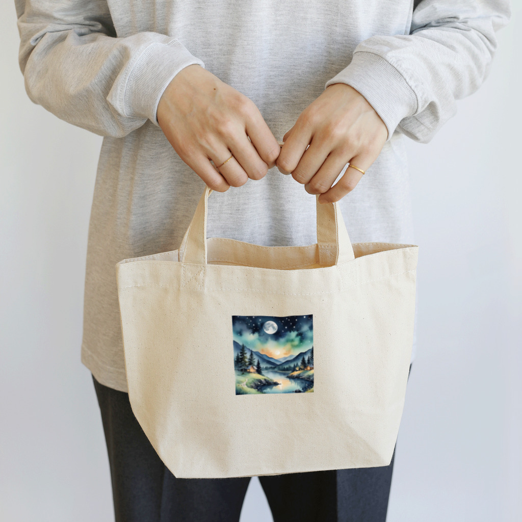 オーロラの里の夜の幻想 Lunch Tote Bag