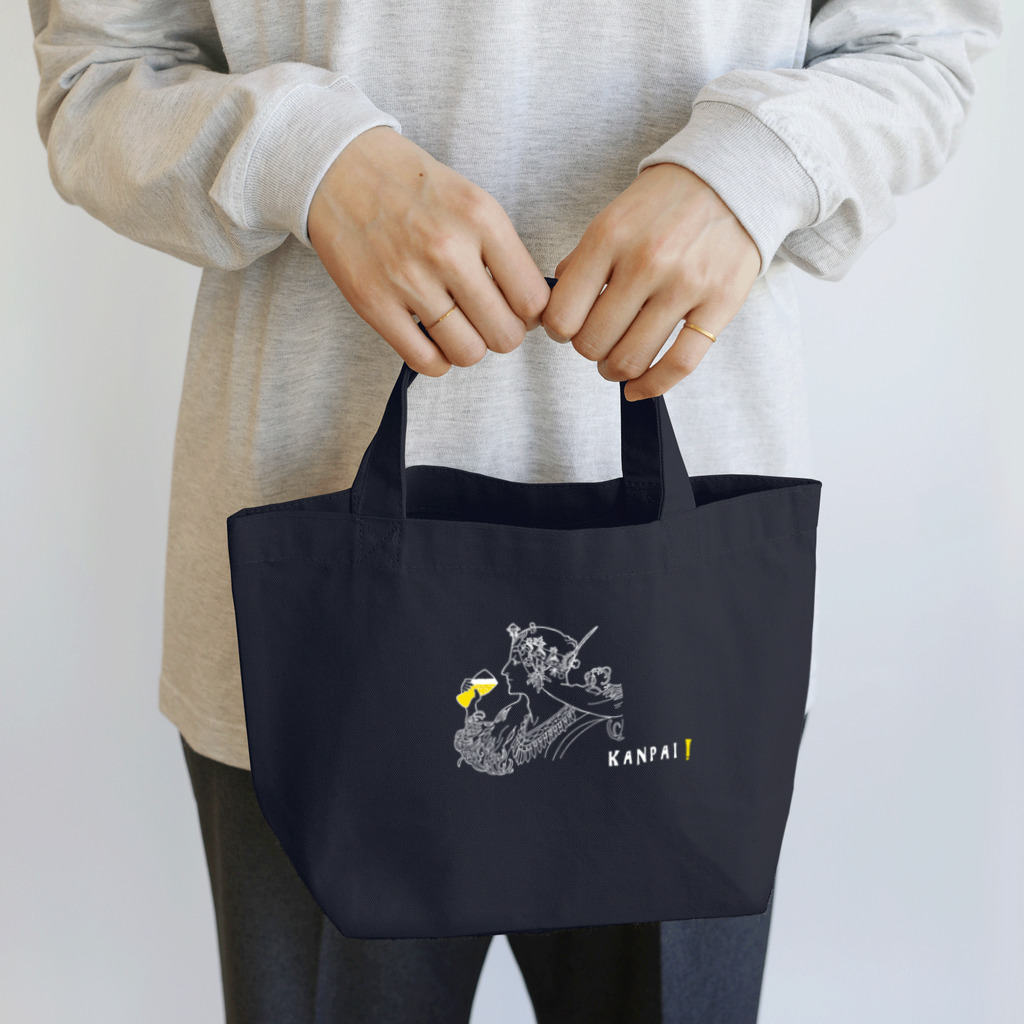 TM-3 Designの名画 × BEER（ミュシャ）白線画 Lunch Tote Bag
